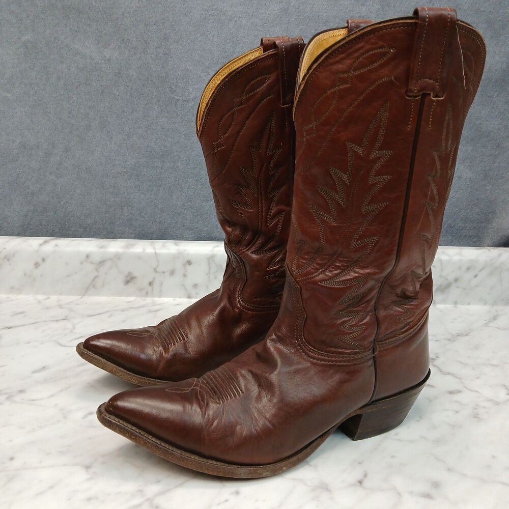 Nocona Men’s 10D Brown Leather Cowboy Western Boots USA Made